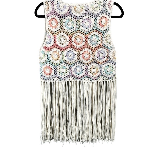 Zara Fringed Crochet Knit Vest Tank - Picture 6 of 8